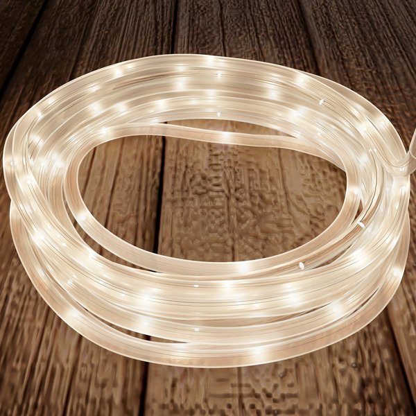 Outdoor Solar Rope Lights with Cable String and 100 LED Lights with 8 Modes, Warm White, Pure Garden, Mfr#: 50-LG1009